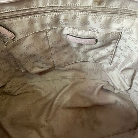 Michael Kors  Carry all tote leather Blossom Pink perforated gold tone laid over - Picture 11 of 16